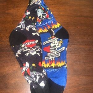 Ed Hardy Men's Crew Socks 2-Pack Multicolor Polyester, Cushioned, Sizes 6-12